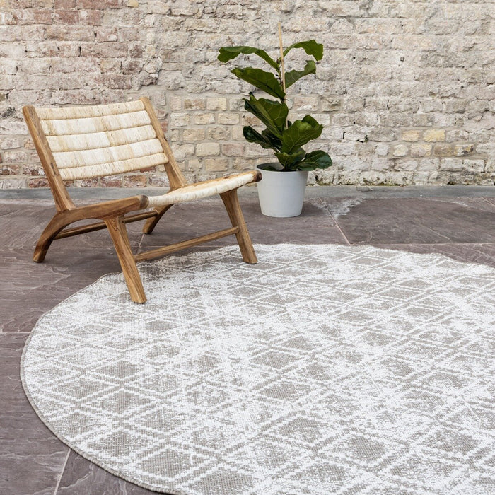 Eva Interior Buitenkleed Rond Frost - Bruin|wit - dubbelzijdig  200cm