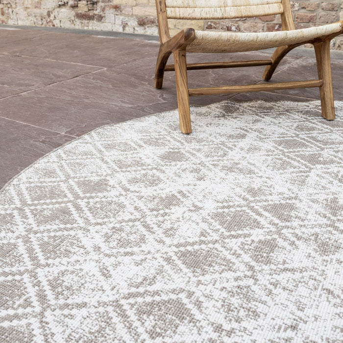 Eva Interior Buitenkleed Rond Frost - Bruin|wit - dubbelzijdig  200cm