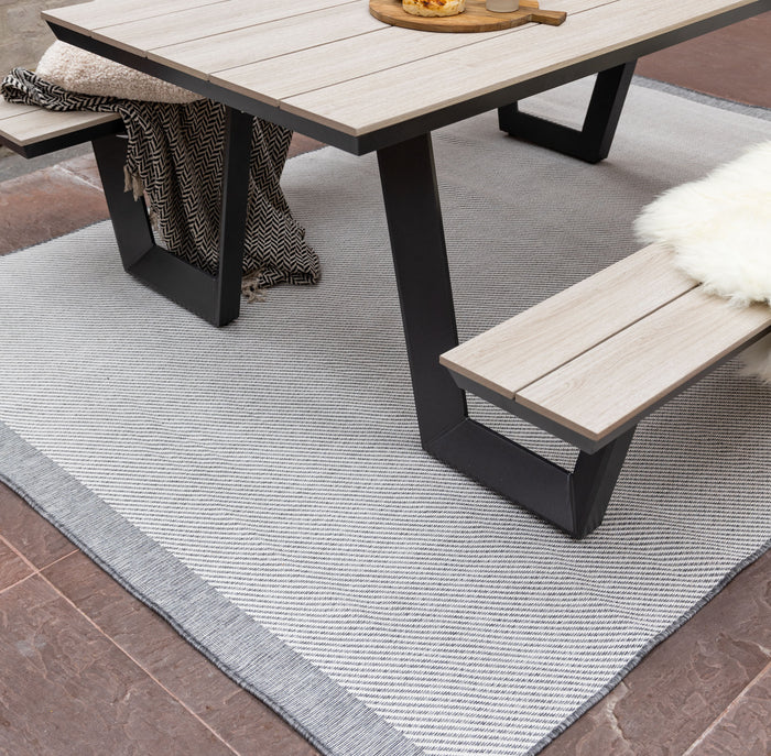 Eva Interior Buitenkleed Border Grijs  160x230cm