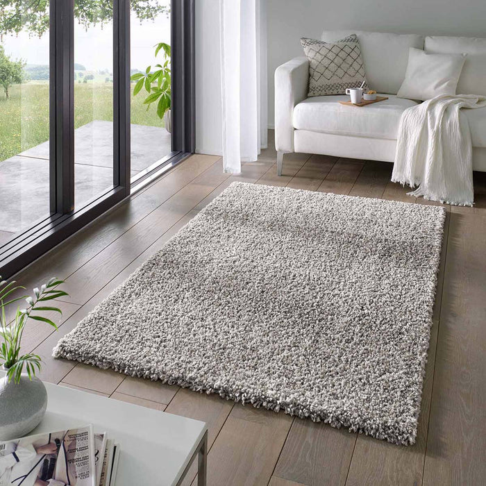 Tapeso Hoogpolig vloerkleed effen Classic - grijs - 140x200 cm