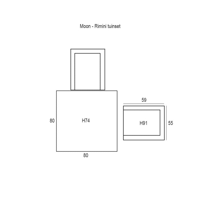 Garden Impressions Moon - Rimini tuinset 3-delig donker grijs