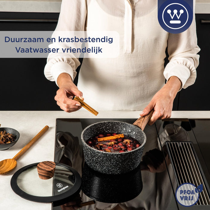 Westinghouse Pannenset - Steelpan 18cm + Braadpan 24cm – Marmer Wood