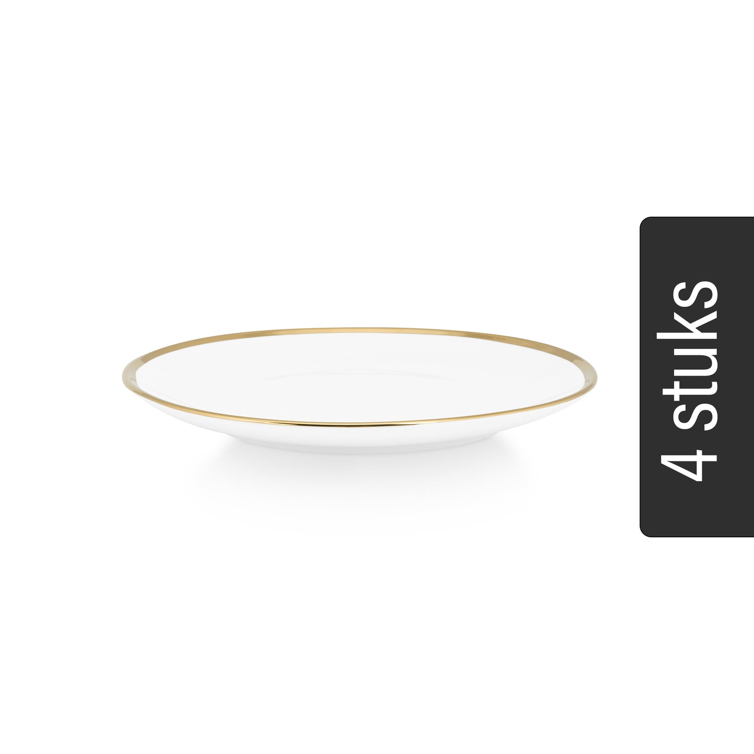 vtwonen Borden - Set van 4 - Wit|Goud - Porselein - Ø 20cm