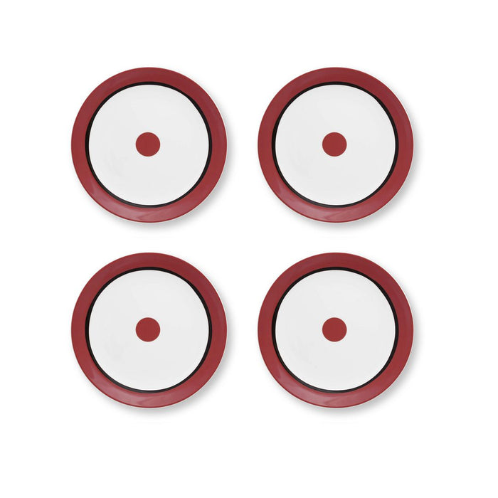 vtwonen Ontbijtborden - Circles - Rood - Set van 4