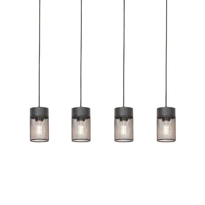 QAZQA Industriële hanglamp zwart 4-lichts - Jim