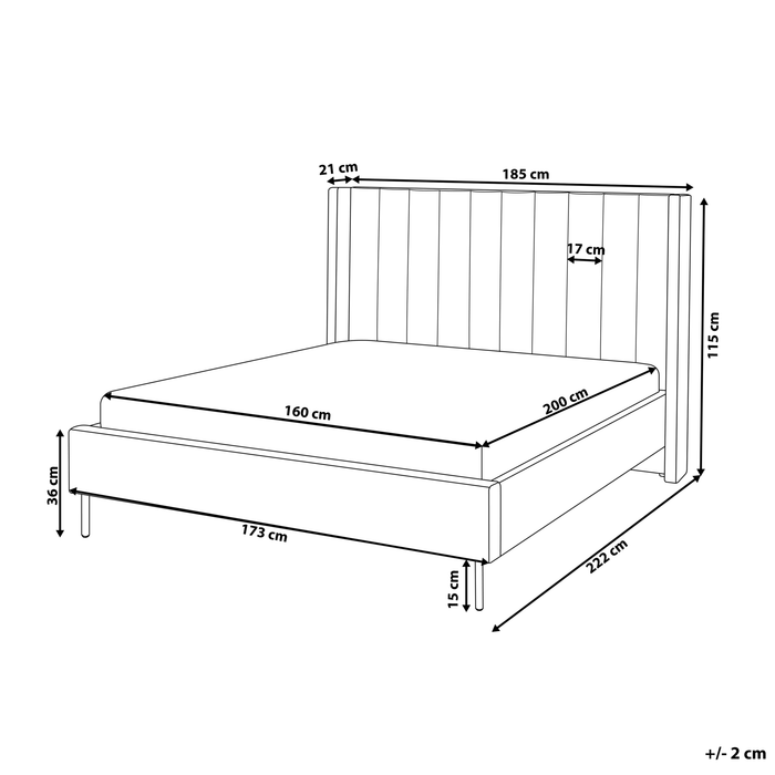 Beliani-VILLETTE-Tweepersoonsbed-Marineblauw-160 x 200 cm-Fluweel