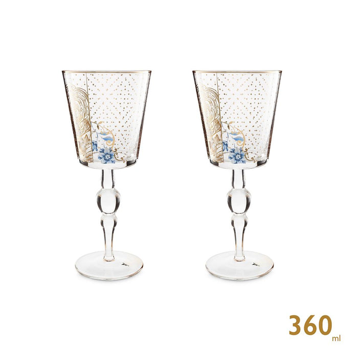 Pip Studio Glazen - Royal Gouden Bloemen - 360ml - 2 St.