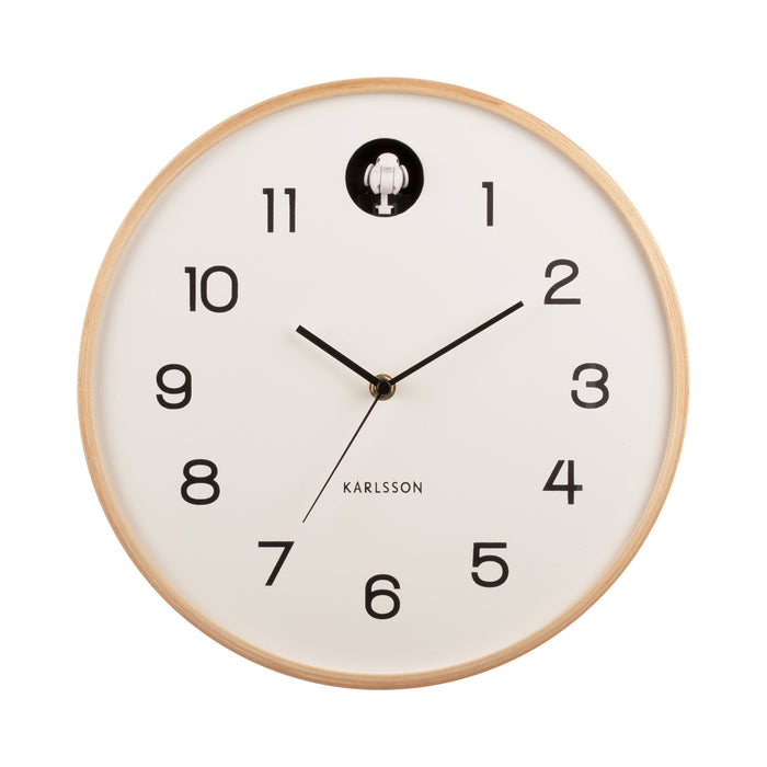 Karlsson - Wall clock Natural Cuckoo birch wood white