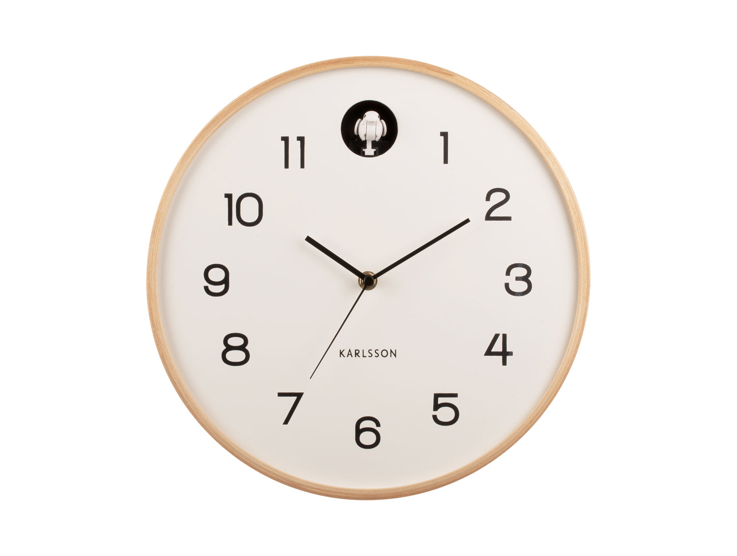 Karlsson - Wall clock Natural Cuckoo birch wood white