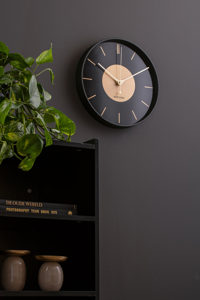 Karlsson - Wandklok Gold Disc - Zwart - Ø35cm