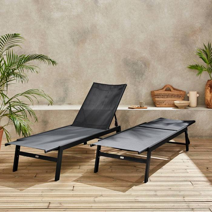 sweeek - Ligstoelen met meerdere posities textileen en metaal (set van