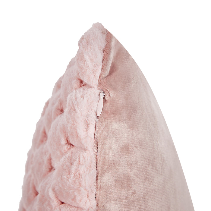 Beliani - PURSLANE - Set van 2 kussens - Roze - 43 x 43 cm - Nepbont