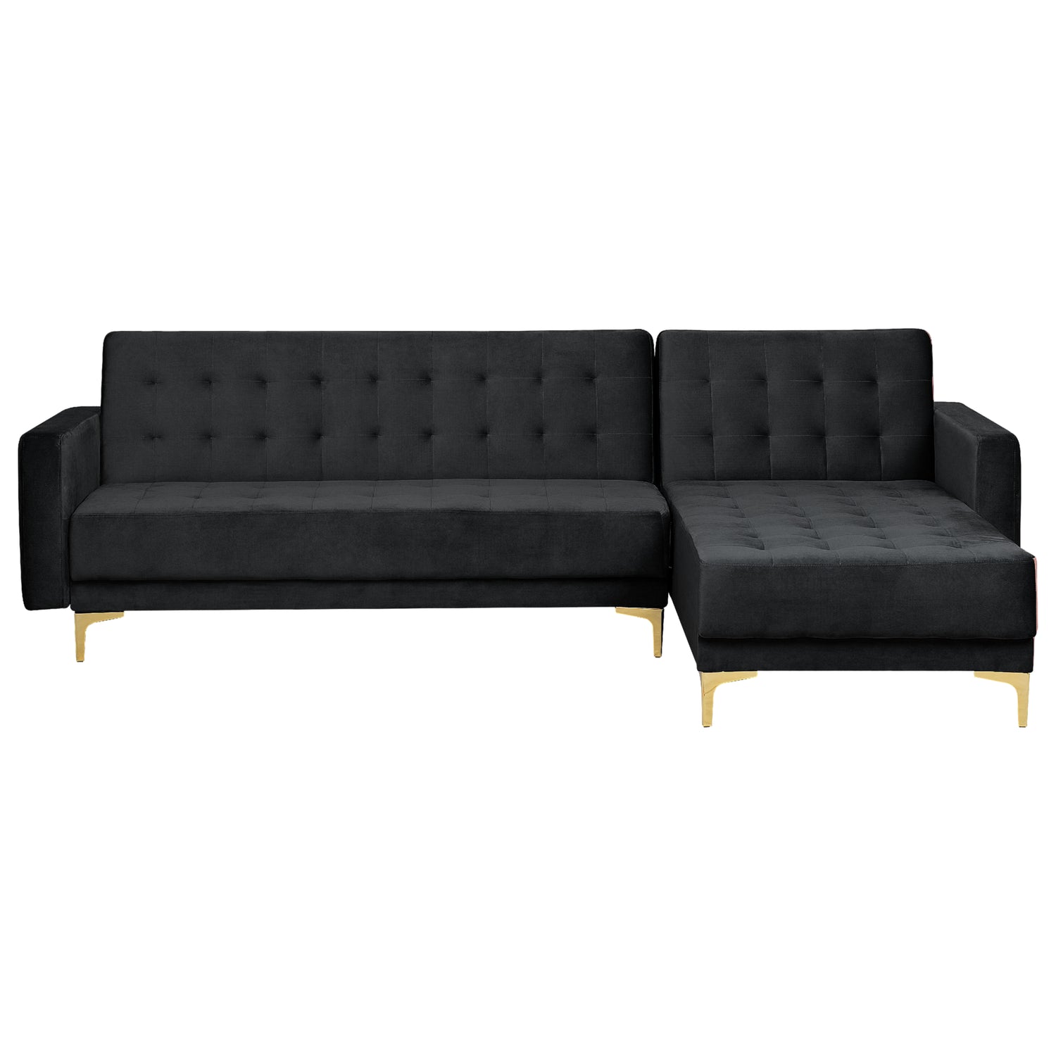 Beliani - ABERDEEN - Hoekbank - Zwart - Linkerzijde - Fluweel