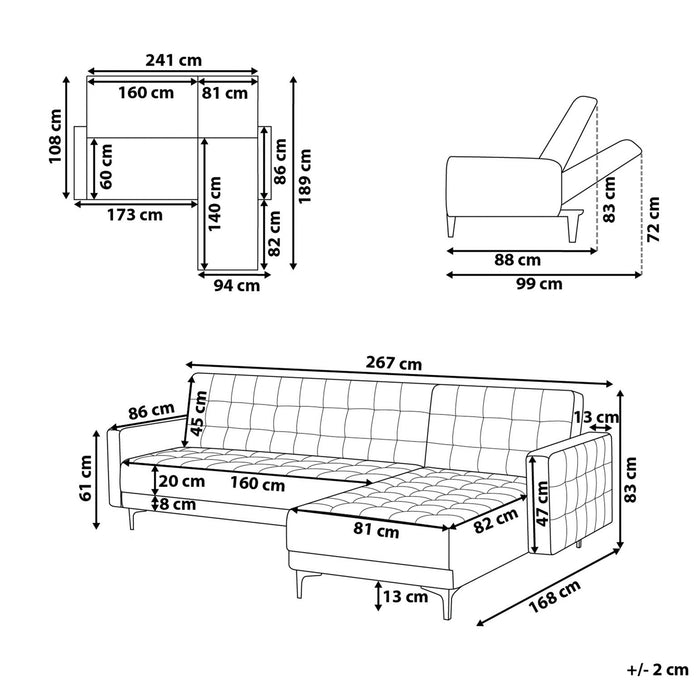 Beliani - ABERDEEN - Hoekbank - Zwart - Linkerzijde - Fluweel