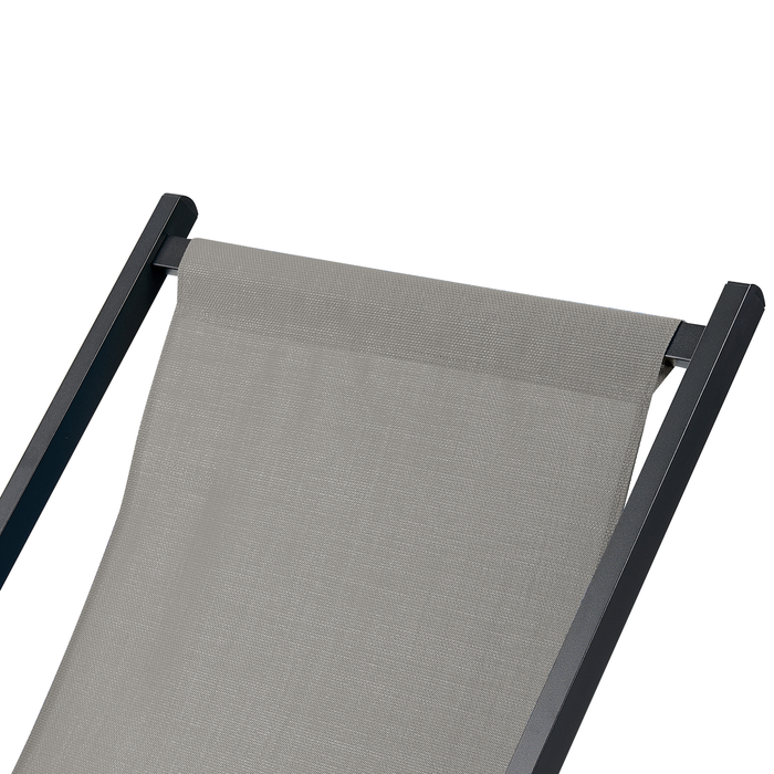 Beliani - LOCRI II - Ligstoel - Grijs|Zwart - Synthetisch materiaal