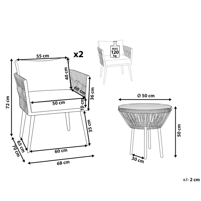 Beliani - GARGANO - Tuinset - Beige - PE rotan