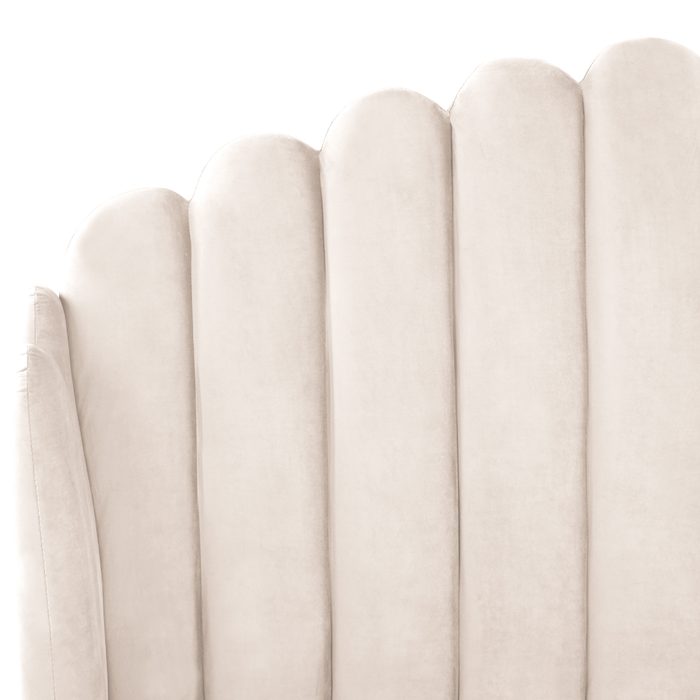 Beliani-AMBILLOU-Tweepersoonsbed-Lichtbeige-140 x 200 cm-Fluweel