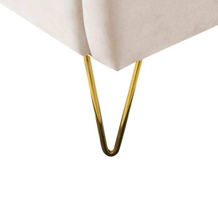 Beliani-AMBILLOU-Tweepersoonsbed-Lichtbeige-140 x 200 cm-Fluweel