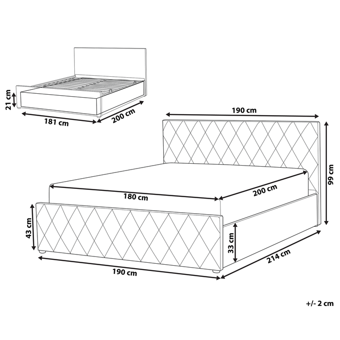 Beliani-ROCHEFORT-Tweepersoonsbed-Marineblauw-180 x 200 cm-Fluweel