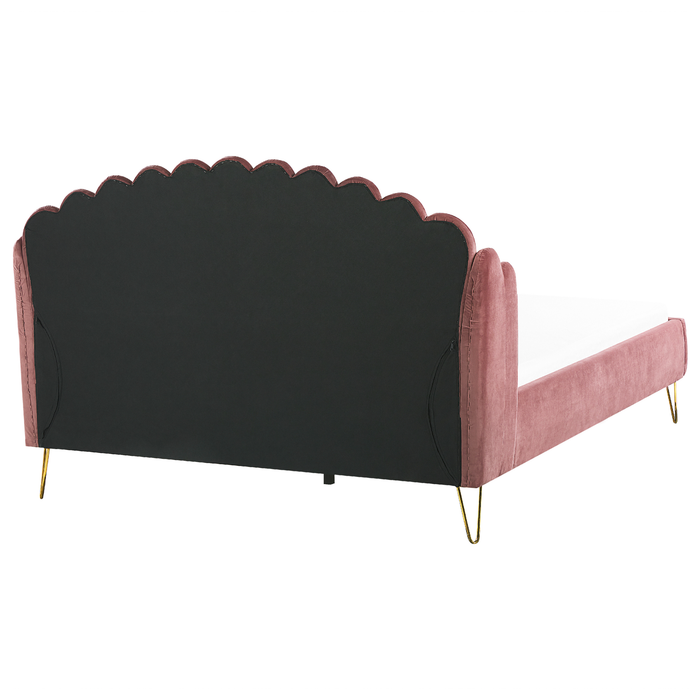 Beliani - AMBILLOU - Tweepersoonsbed - Roze - 180 x 200 cm - Fluweel