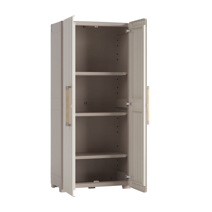 Keter Opbergkast met schappen Groove beige en zandkleurig