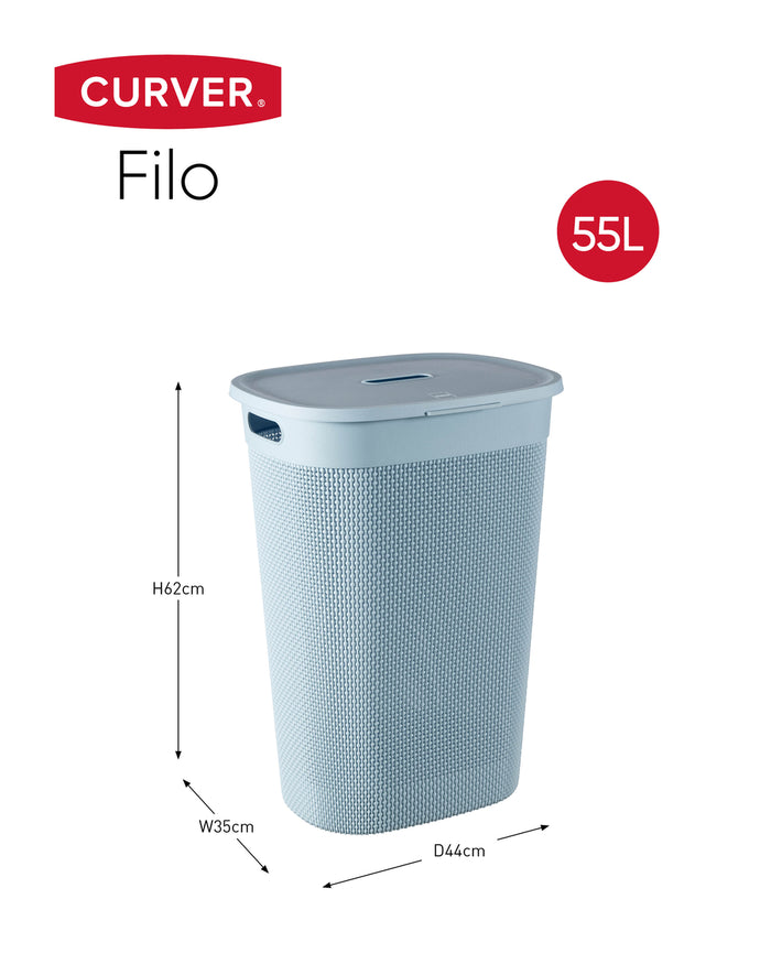 Curver Filo Wasmand met deksel 55L - 2 stuks - Blauw|Grijs