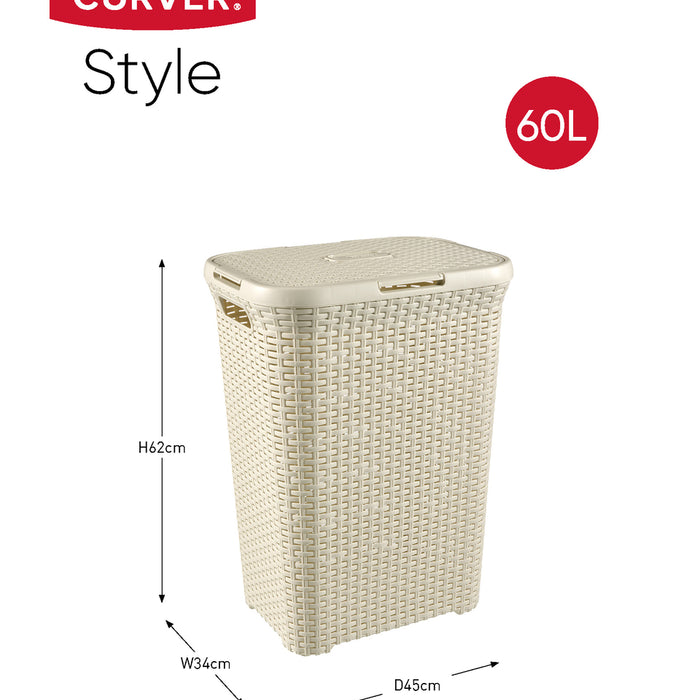 Curver Style Wasmand met Deksel - 60L - 2 stuks - Wit