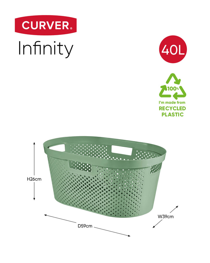 Curver Infinity Recycled Wasmand 60L + Wasmand 40L - Groen