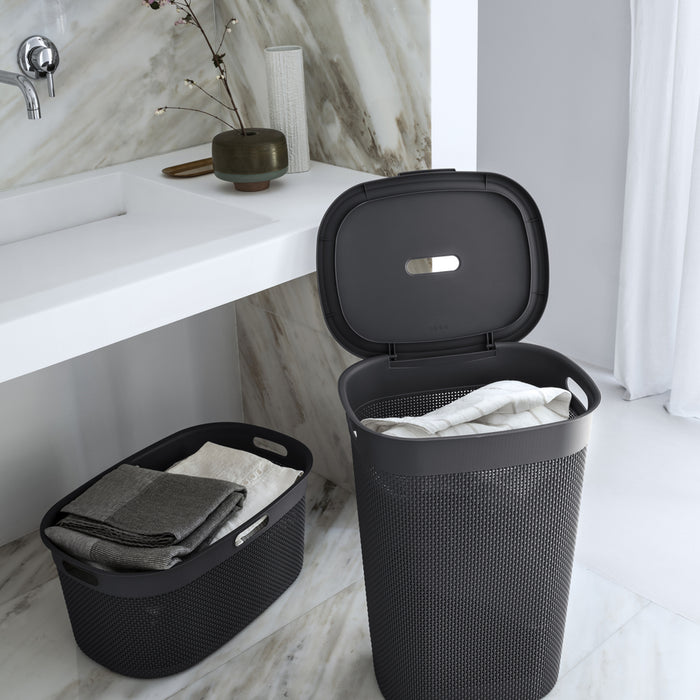 Curver Filo Wasmand met deksel 55L - 2 stuks - Donkergrijs