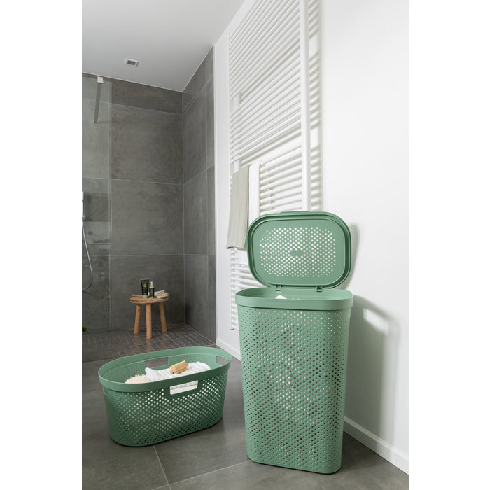 Curver Infinity Recycled Wasmand + deksel  60L - 2 stuks - Groen