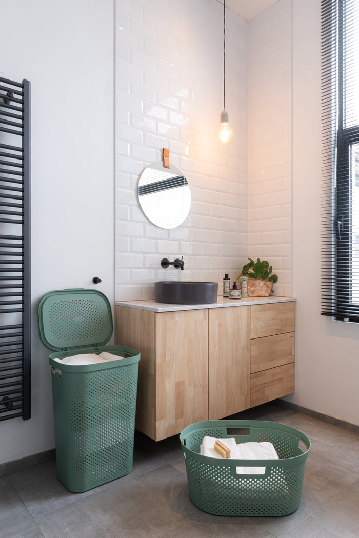 Curver Infinity Recycled Wasmand + deksel  60L - 2 stuks - Groen