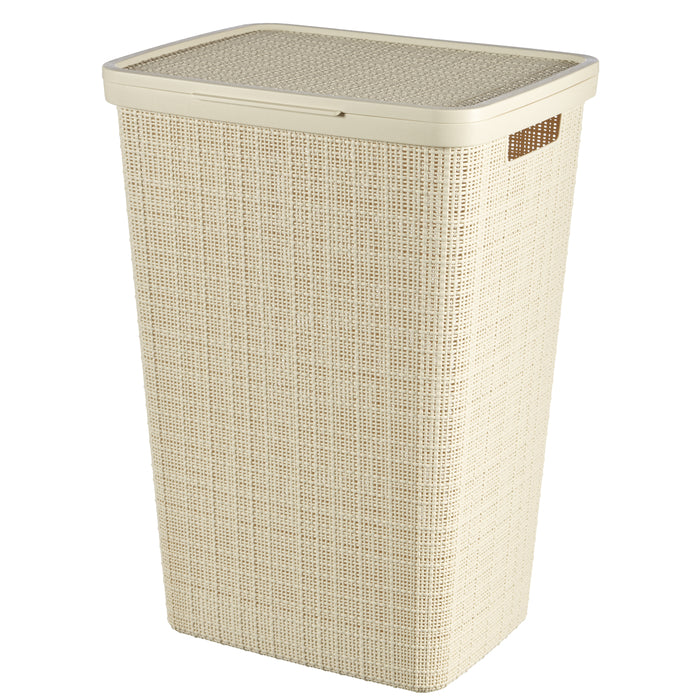Curver Jute Wasmand met deksel 58L - 2 stuks - Gebroken Wit