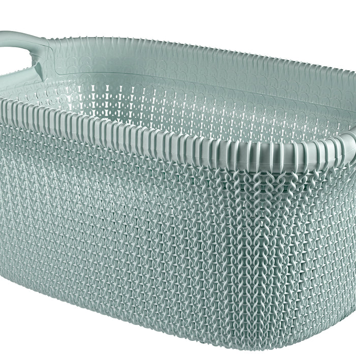 Curver Knit Wasmand met deksel 57L + Wasmand 40L - Blauw|Grijs