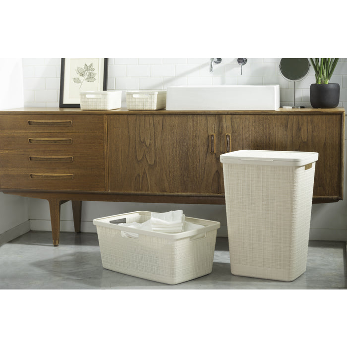 Curver Jute Wasmand met deksel 58L + Wasmand 46L - Gebroken Wit