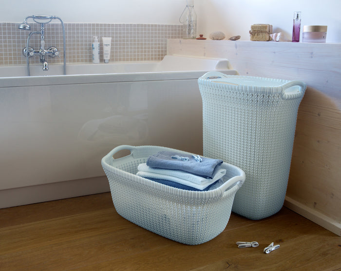 Curver Knit Wasmand met deksel - 57 l - Set van 2 - Misty Blue