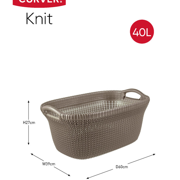 Curver Knit Wasmand met deksel 57L + Wasmand 40L - Bruin