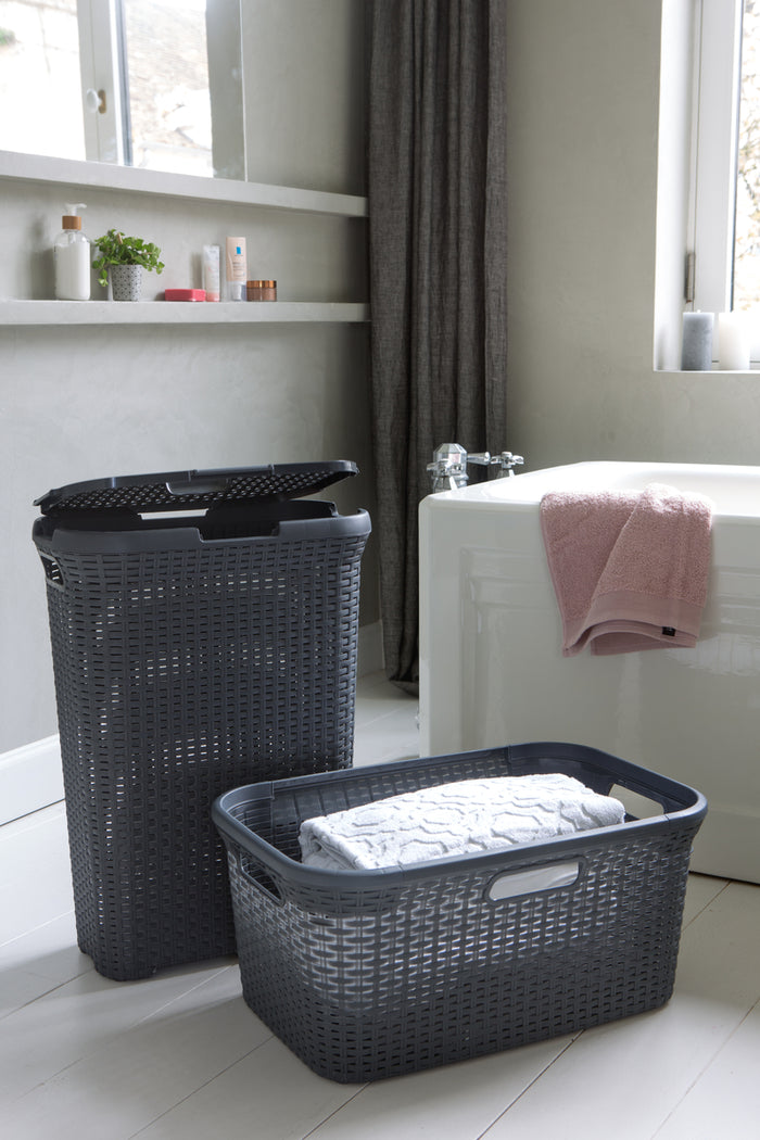Curver Style Wasmand met Deksel 40L + Wasmand 45L - Antraciet