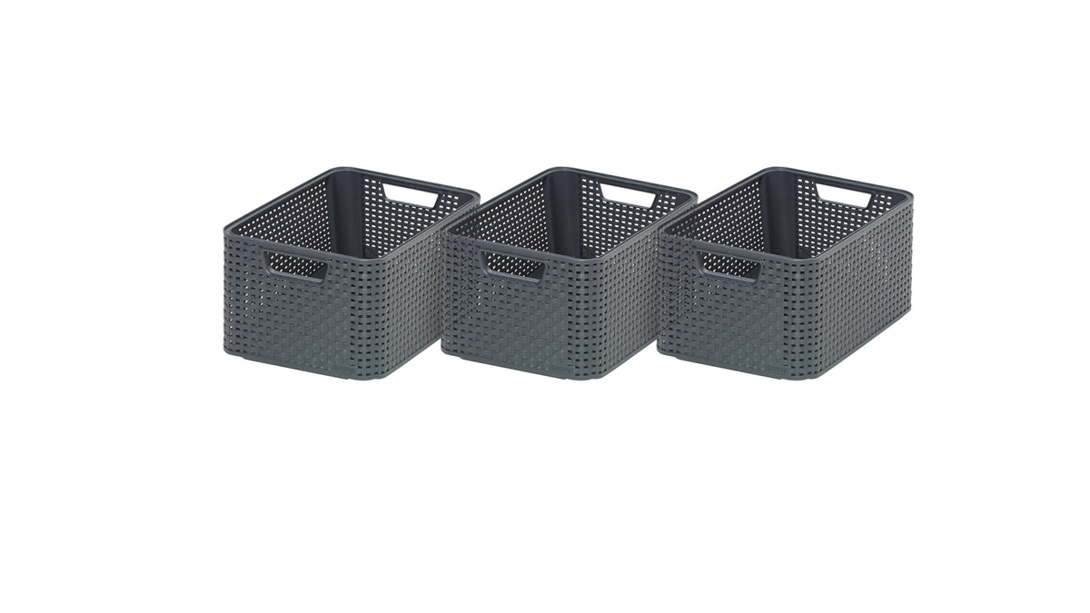 Curver Style Opbergmand M - 18L - 3 stuks - Antraciet