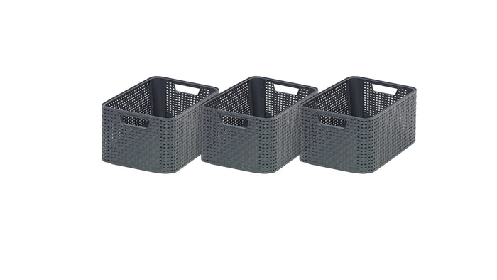 Curver Style Opbergmand M - 18L - 3 stuks - Antraciet