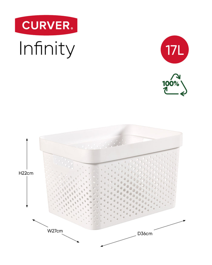 Curver Infinity Recycled Dots Opbergbox - 17L - 3 stuks - Wit
