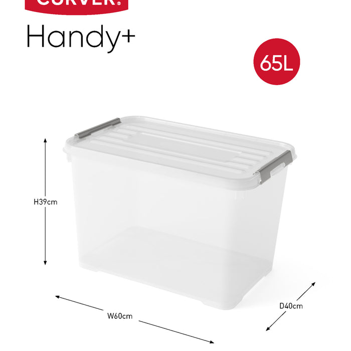 Curver Handy+ Opbergbox - 65L - 6 stuks - Transparant met deksel