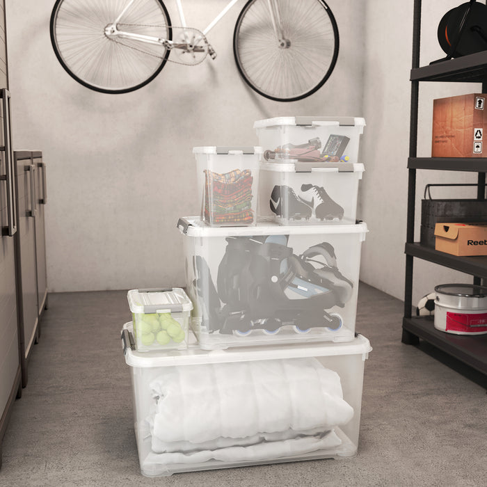 Curver Handy+ Opbergbox - 65L - 6 stuks - Transparant met deksel