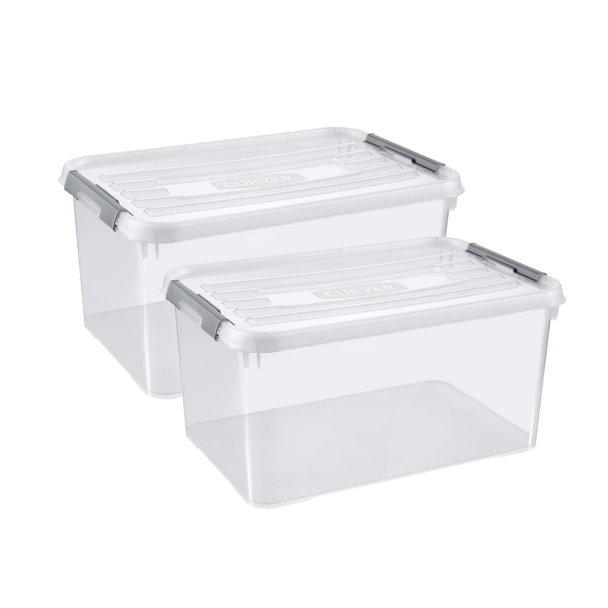 Curver Handy+ Opbergbox - 50L - 2 stuks - Transparant met deksel