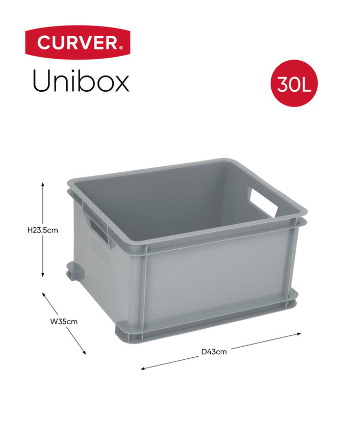 Curver Unibox Classic Opbergbox L - 3x30L - 43x35x23,5cm - Grijs