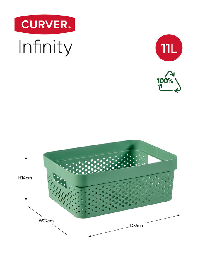 Curver Infinity Recycled Dots Opbergbox - 11L - 3 stuks - Groen