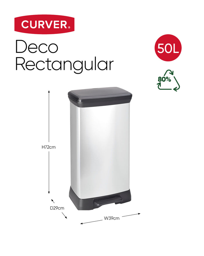 Curver Decobin Prullenbak - 50L - 2 stuks - Metallic
