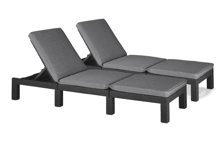 Allibert Daytona Deluxe Ligbed 65x195x25,5cm - 2 stuks - Grafiet