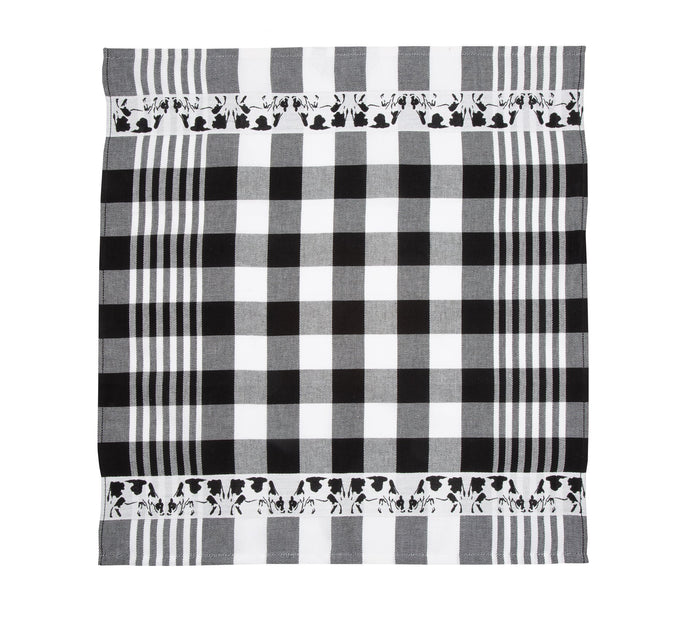 Twentse Damast Theedoekenset - 6 stuks - Koe Zwart