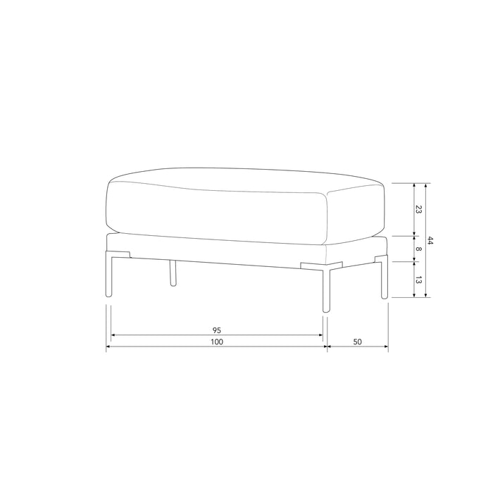 vtwonen Couple Poef - Polyester - Zand - 44x50x100