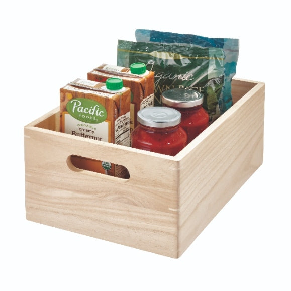 Opbergbox met Handgrepen, 25.5 x 38 x 15 cm, Paulownia Hout, Beige - i